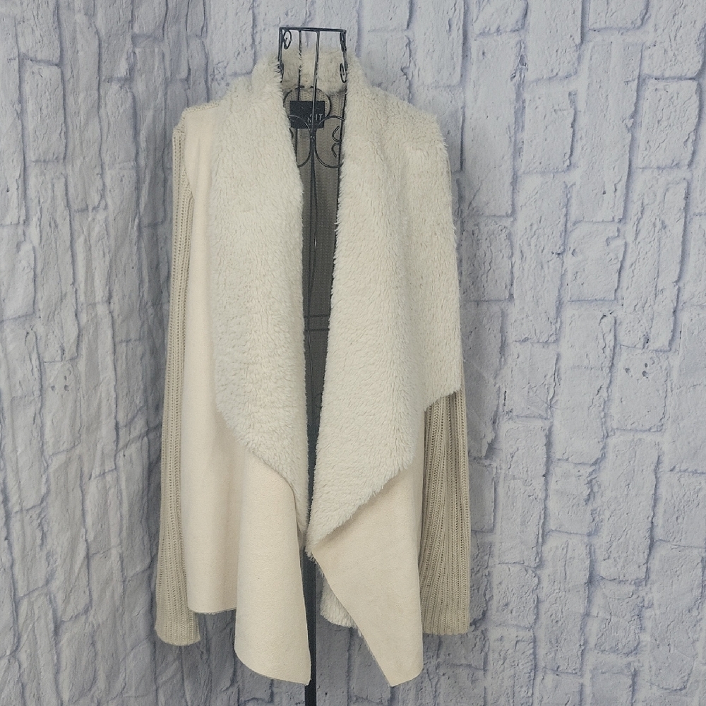 Kut From‎ The Kloth Sherpa Faux Suede Drape Front Cardigan Medium